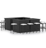 VidaXL 16-delige Tuinbarset met kussens poly rattan zwart