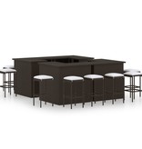 VidaXL 16-delige Tuinbarset met kussens poly rattan bruin