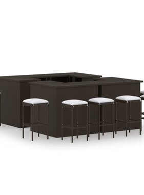 VidaXL 16-delige Tuinbarset met kussens poly rattan bruin