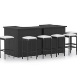 VidaXL 8-delige Tuinbarset met kussens poly rattan zwart