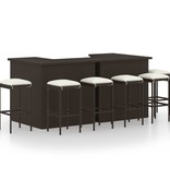 VidaXL 8-delige Tuinbarset met kussens poly rattan bruin