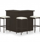 VidaXL 4-delige Tuinbarset met kussens poly rattan bruin