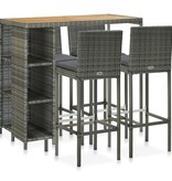 VidaXL 5-delige Tuinbarset met kussens poly rattan grijs