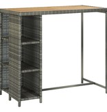 VidaXL 5-delige Tuinbarset met kussens poly rattan grijs