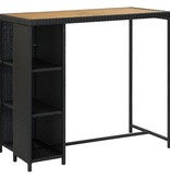 VidaXL 5-delige Tuinbarset met kussens poly rattan zwart