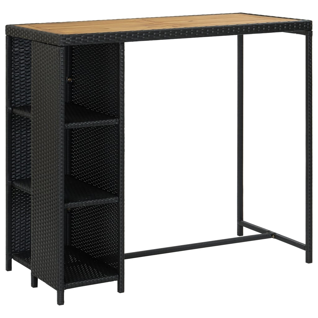 VidaXL 5-delige Tuinbarset met kussens poly rattan zwart