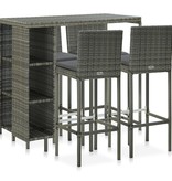 VidaXL 5-delige Tuinbarset met kussens poly rattan grijs