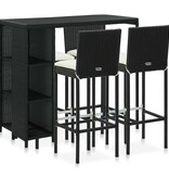 VidaXL 5-delige Tuinbarset met kussens poly rattan zwart