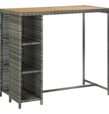 VidaXL 5-delige Tuinbarset met kussens poly rattan grijs