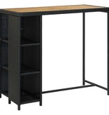 VidaXL 5-delige Tuinbarset met kussens poly rattan zwart