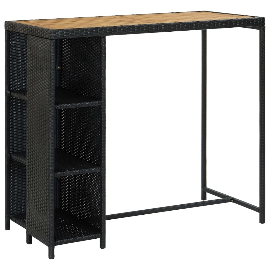 VidaXL 5-delige Tuinbarset met kussens poly rattan zwart