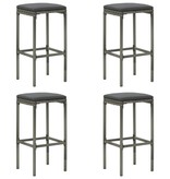 VidaXL 5-delige Tuinbarset met kussens poly rattan grijs