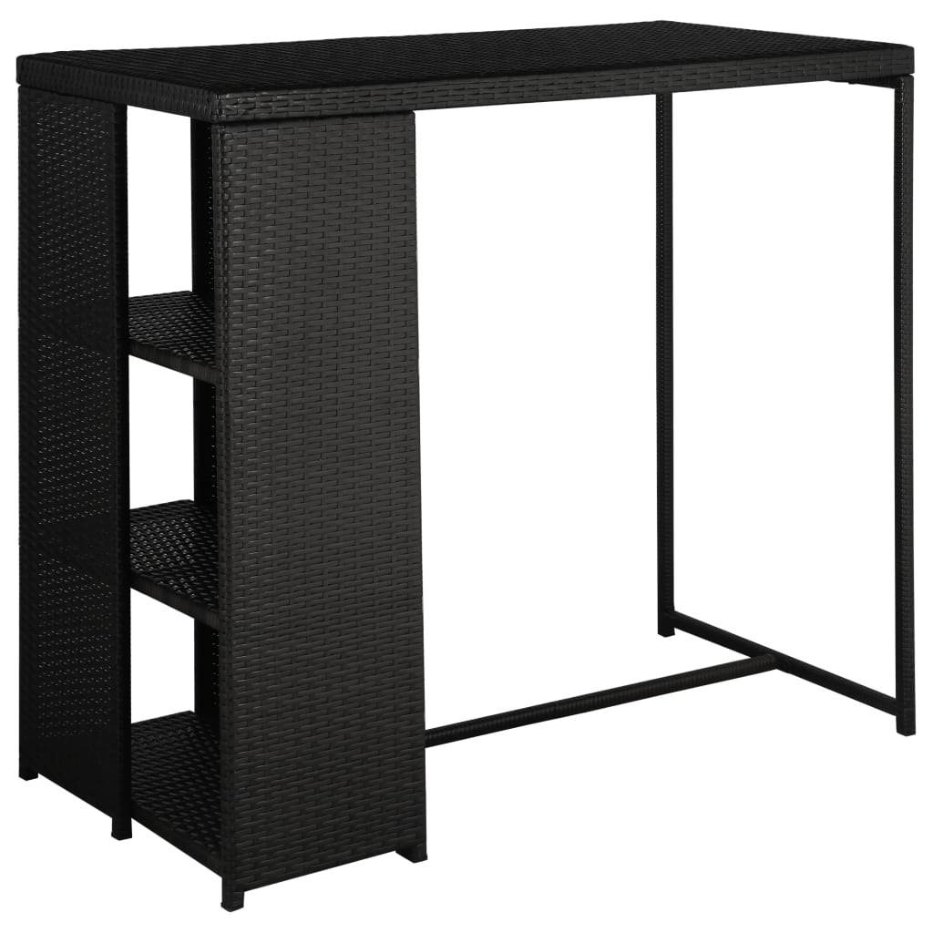 VidaXL 5-delige Tuinbarset met kussens poly rattan zwart