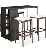 VidaXL 5-delige Tuinbarset met kussens poly rattan bruin