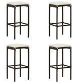 VidaXL 5-delige Tuinbarset met kussens poly rattan bruin