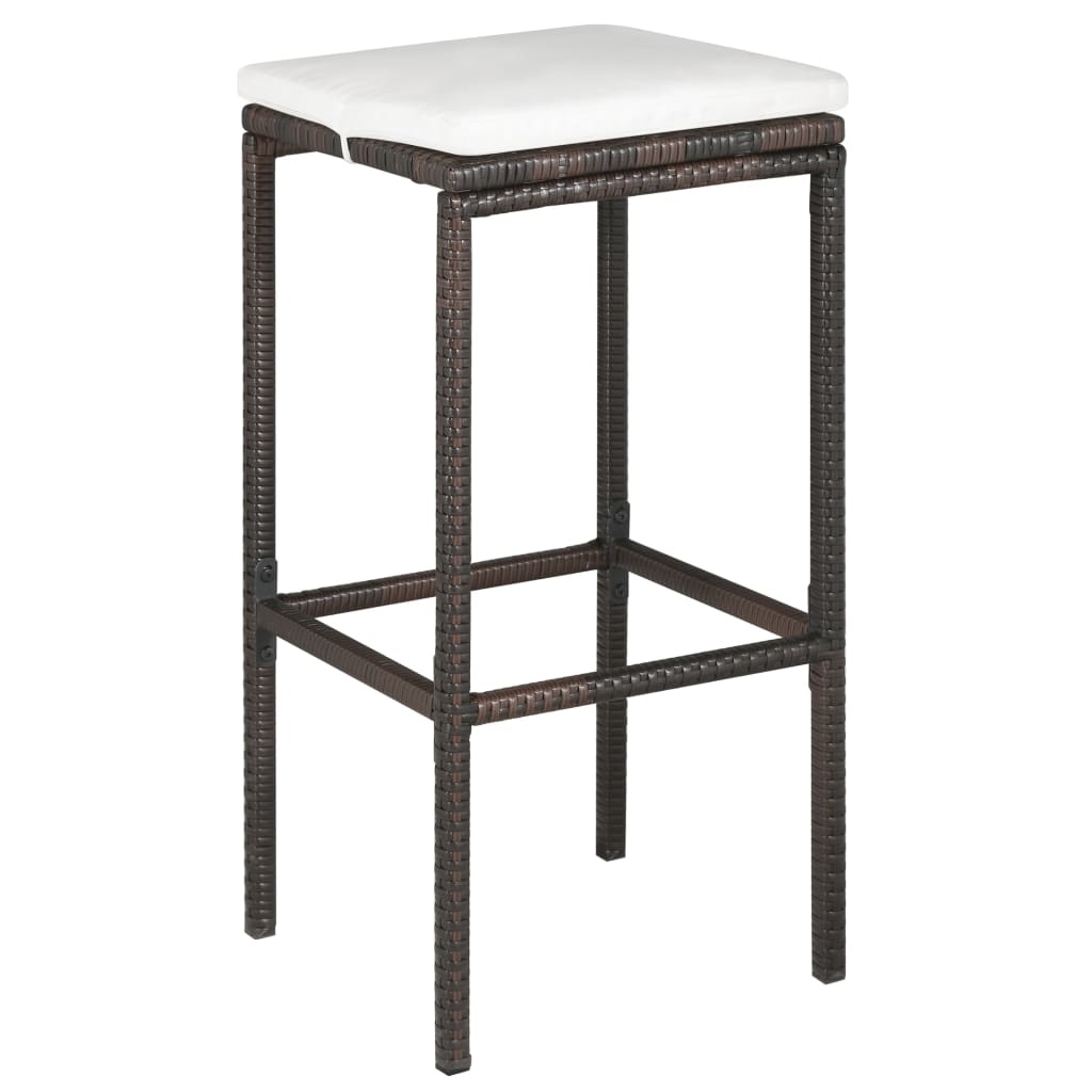 VidaXL 5-delige Tuinbarset met kussens poly rattan bruin