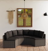 vidaXL 4-delige Loungeset met kussens poly rattan grijs