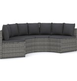 vidaXL 4-delige Loungeset met kussens poly rattan grijs