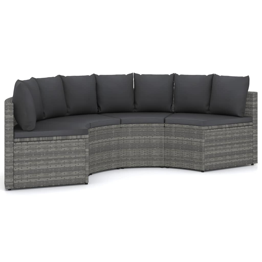 vidaXL 4-delige Loungeset met kussens poly rattan grijs