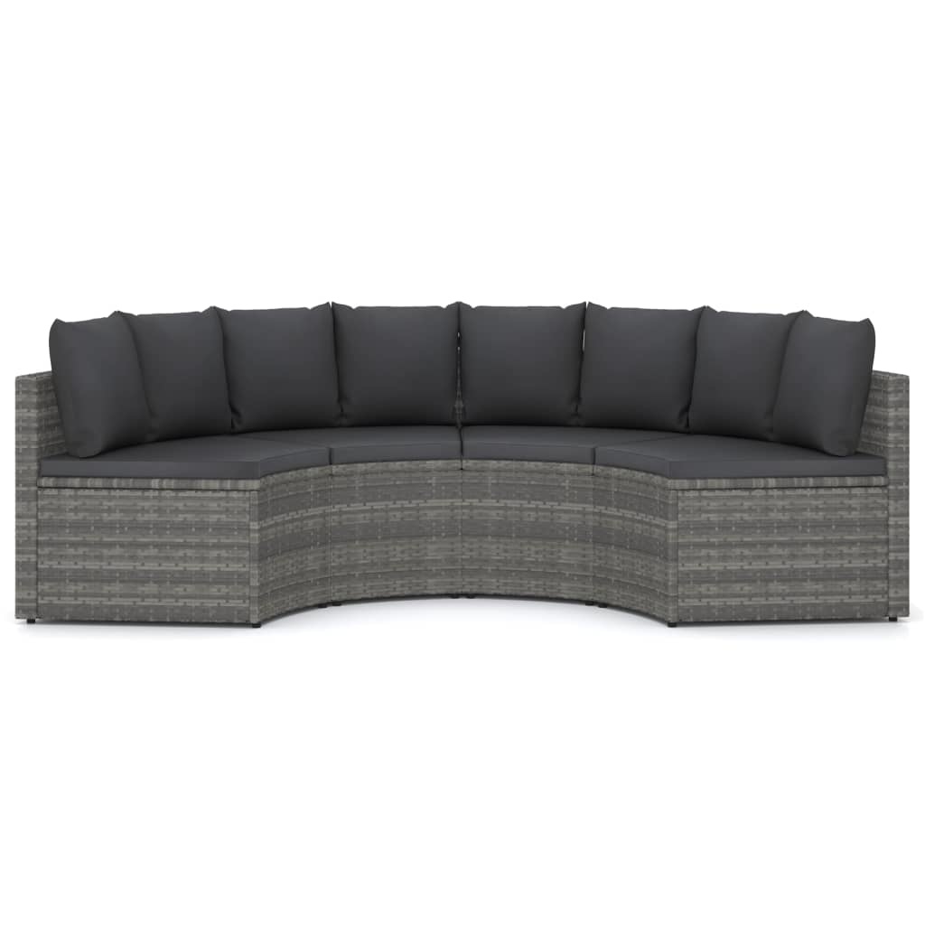 vidaXL 4-delige Loungeset met kussens poly rattan grijs