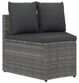 vidaXL 4-delige Loungeset met kussens poly rattan grijs