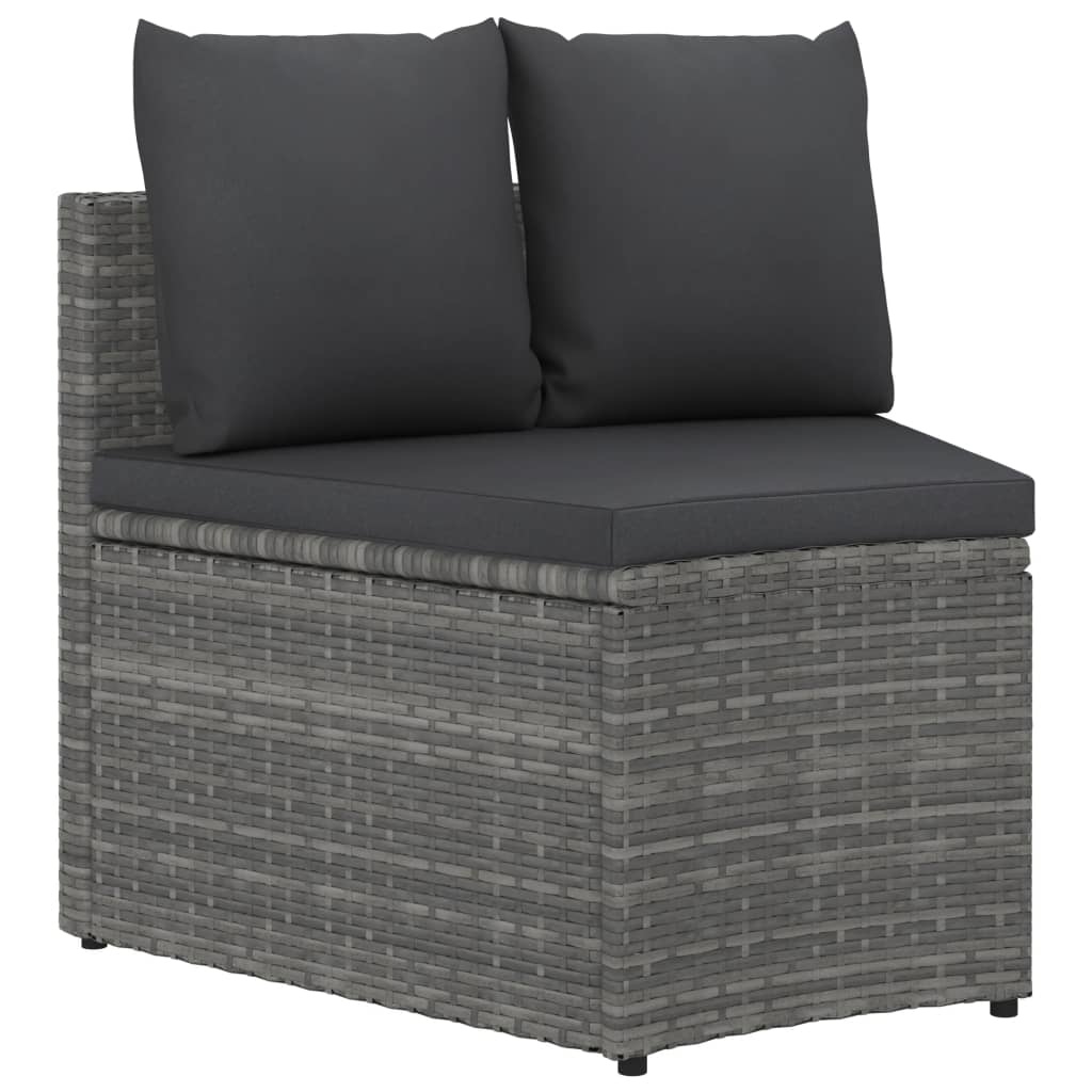 vidaXL 4-delige Loungeset met kussens poly rattan grijs