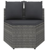 vidaXL 4-delige Loungeset met kussens poly rattan grijs