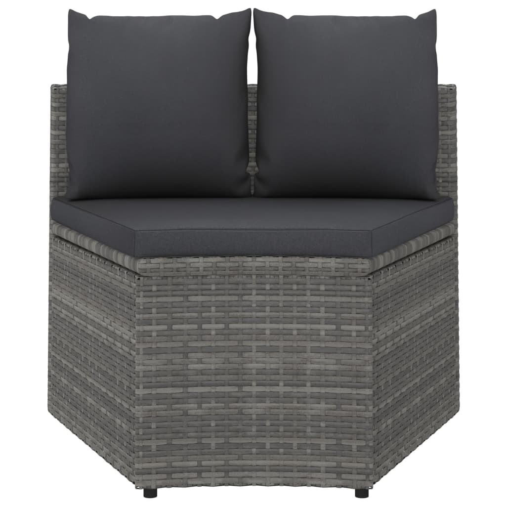 vidaXL 4-delige Loungeset met kussens poly rattan grijs