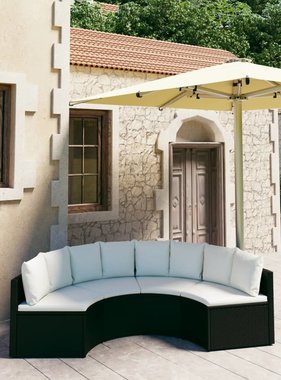 VidaXL 4-delige Loungeset met kussens poly rattan zwart