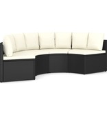 vidaXL 4-delige Loungeset met kussens poly rattan zwart