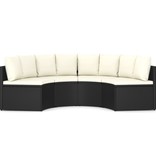 vidaXL 4-delige Loungeset met kussens poly rattan zwart