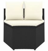 vidaXL 4-delige Loungeset met kussens poly rattan zwart