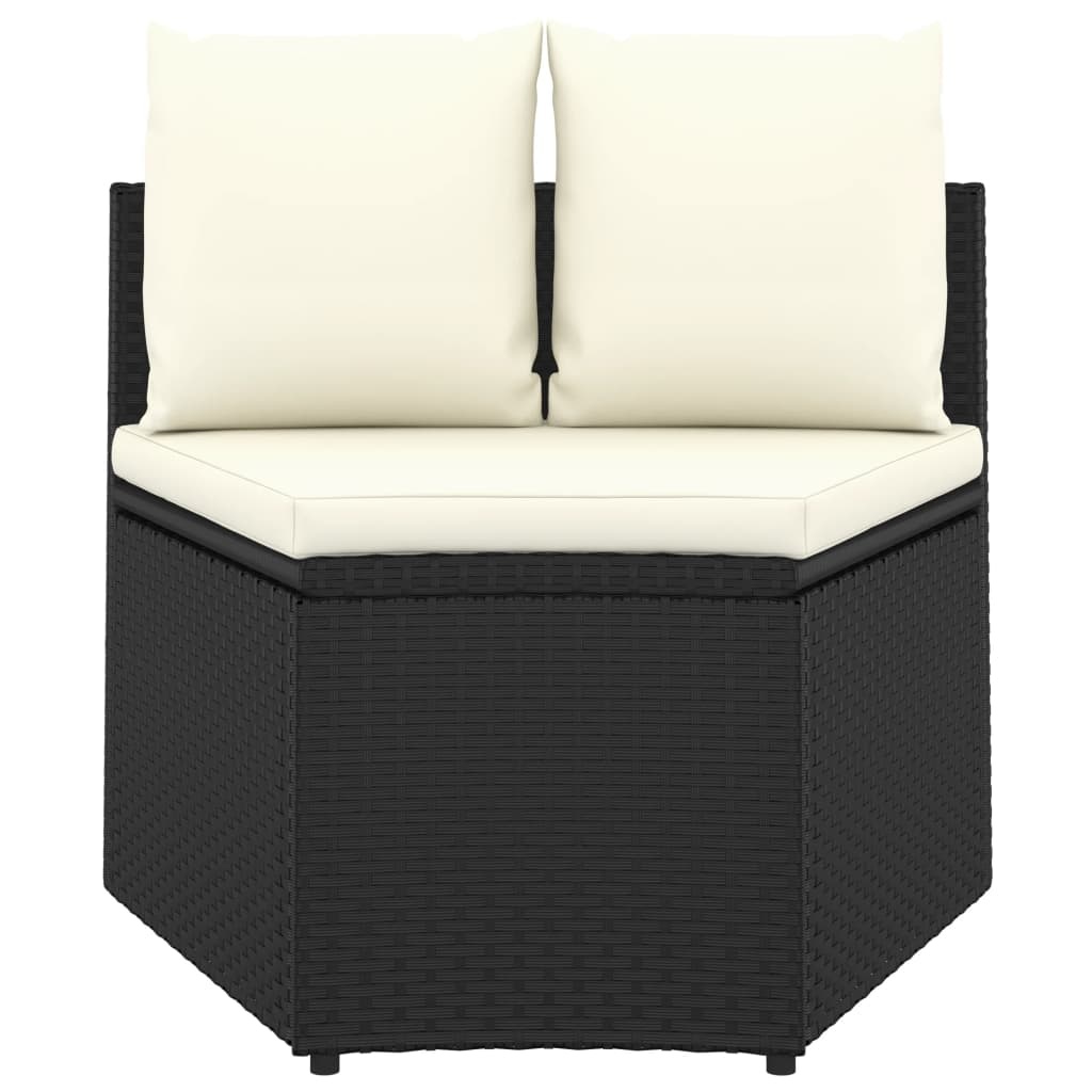VidaXL 5-delige Loungeset met kussens poly rattan zwart