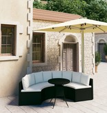 VidaXL 5-delige Loungeset met kussens poly rattan zwart