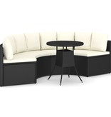VidaXL 5-delige Loungeset met kussens poly rattan zwart