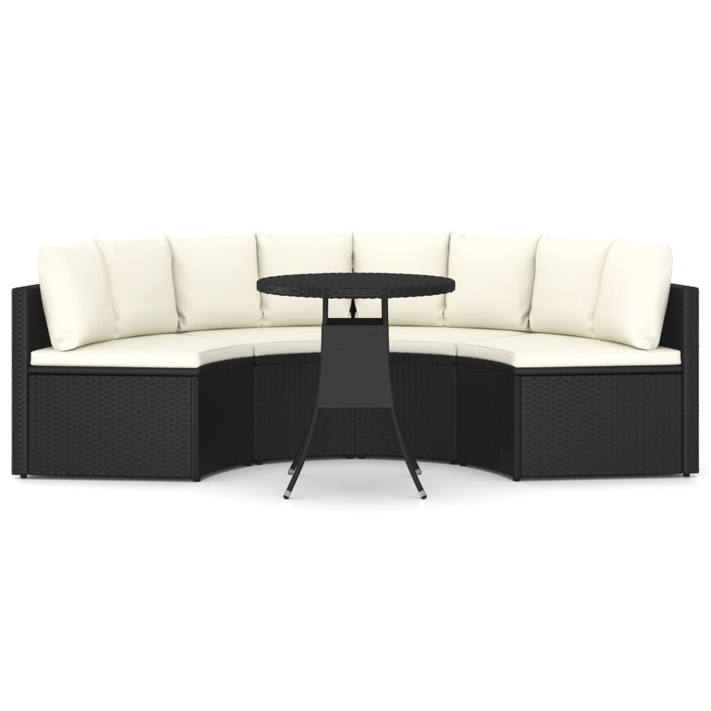 VidaXL 5-delige Loungeset met kussens poly rattan zwart