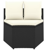 VidaXL 5-delige Loungeset met kussens poly rattan zwart