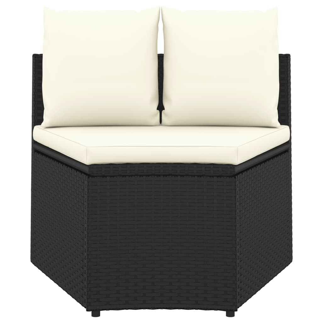 VidaXL 5-delige Loungeset met kussens poly rattan zwart