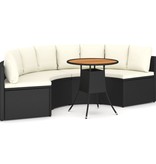 vidaXL 5-delige Loungeset met kussens poly rattan zwart