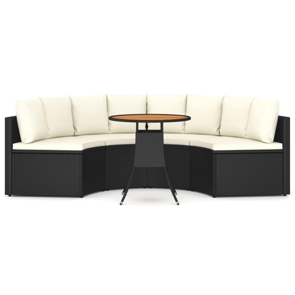 VidaXL 5-delige Loungeset met kussens poly rattan zwart