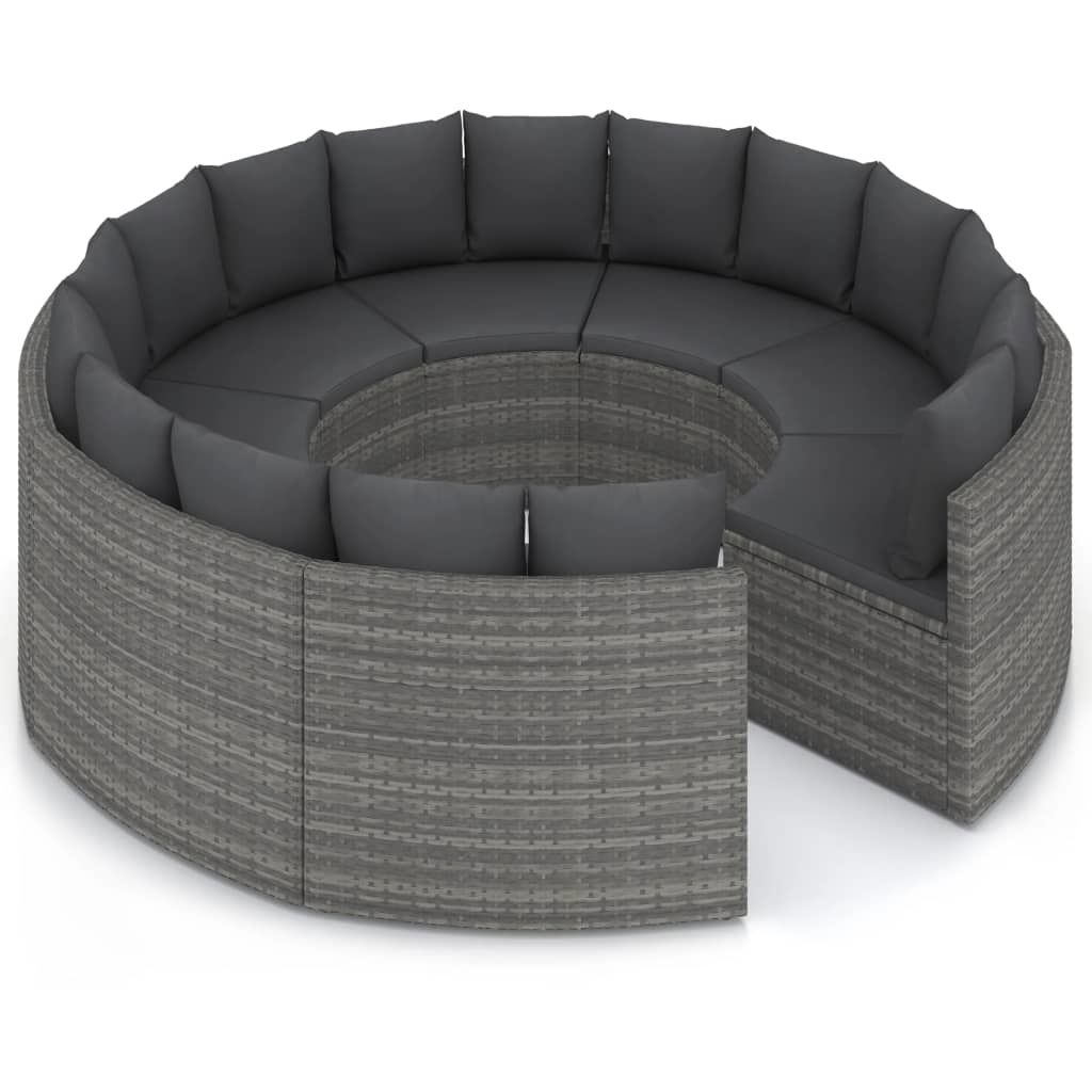 vidaXL 8-delige Loungeset met kussens poly rattan grijs