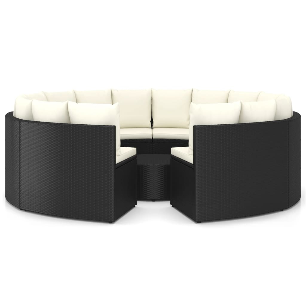 VidaXL 9-delige Loungeset met kussens poly rattan zwart