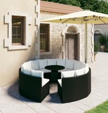 VidaXL 9-delige Loungeset met kussens poly rattan zwart