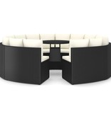 VidaXL 9-delige Loungeset met kussens poly rattan zwart