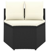 vidaXL 9-delige Loungeset met kussens poly rattan zwart