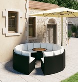 VidaXL 9-delige Loungeset met kussens poly rattan zwart