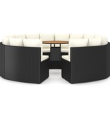 VidaXL 9-delige Loungeset met kussens poly rattan zwart