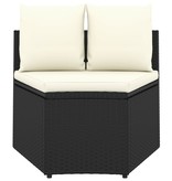 VidaXL 9-delige Loungeset met kussens poly rattan zwart
