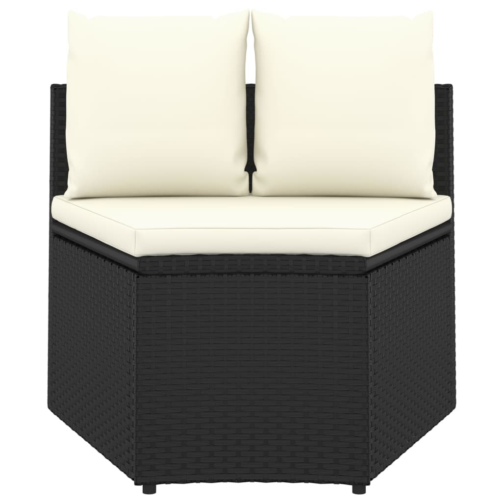 VidaXL 9-delige Loungeset met kussens poly rattan zwart