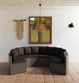 vidaXL 6-delige Loungeset met kussens poly rattan grijs